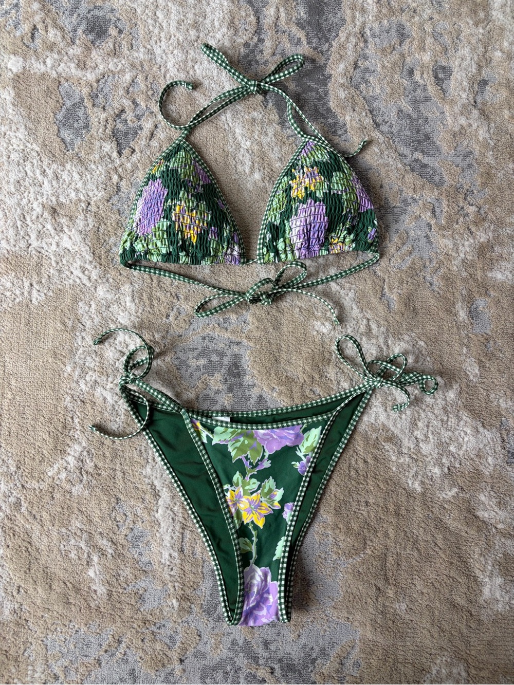 NWOT Aerie The Sun-Lover Smocked Bikini Top and The Sunbun Bikini Bottom Set